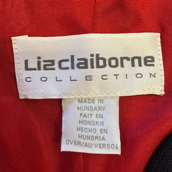 Liz Claiborne Collection Red Wool Plaid Collarless Blazer Vintage, Size 10 - Picture 10 of 11